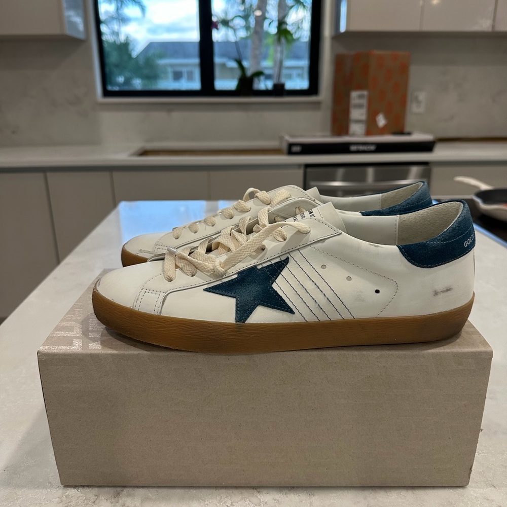 Golden Goose White and Blue Men's Shoes